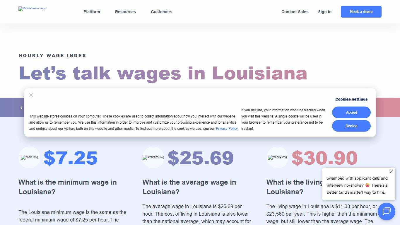Wages in Louisiana 2026 | Workstream